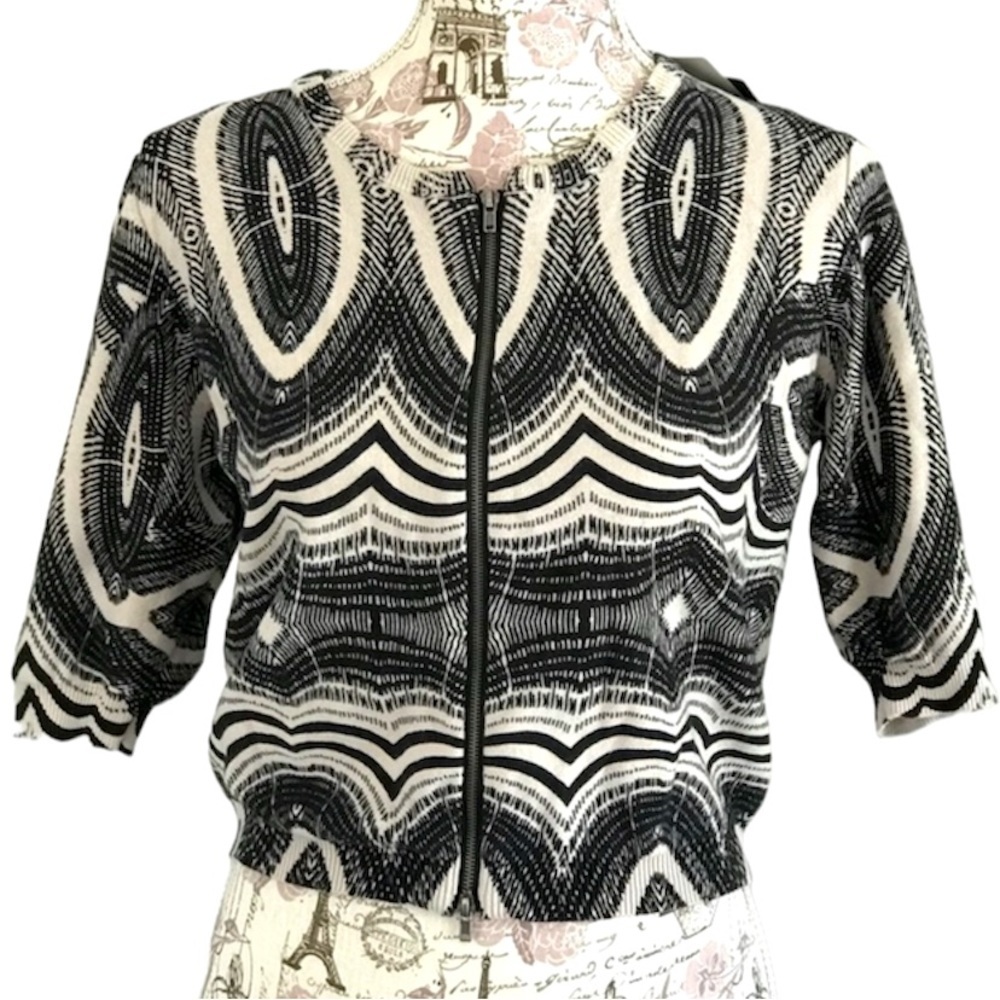 Chelsea And Theodore Petite Full Zip Half Sleeve Cardigan
